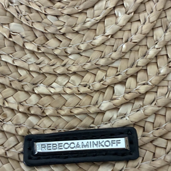 NWT $145 REBECCA MINKOFF Straw Raffia Circle Round Crossbody Bag - Black - Picture 5 of 8